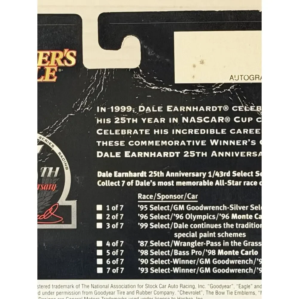 Winners Circle Select Series 25th 1999 Wrangler Monte Carlo #3 NOS FREE SHIPPING